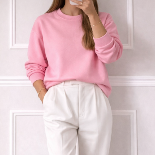 bluza dresowa damska pudrowy róż