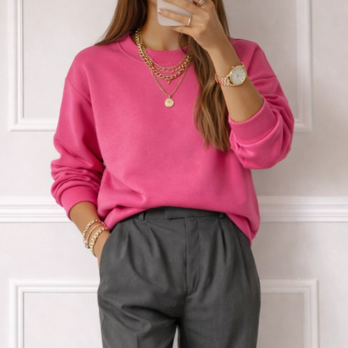 bluza dresowa damska ciemny róż