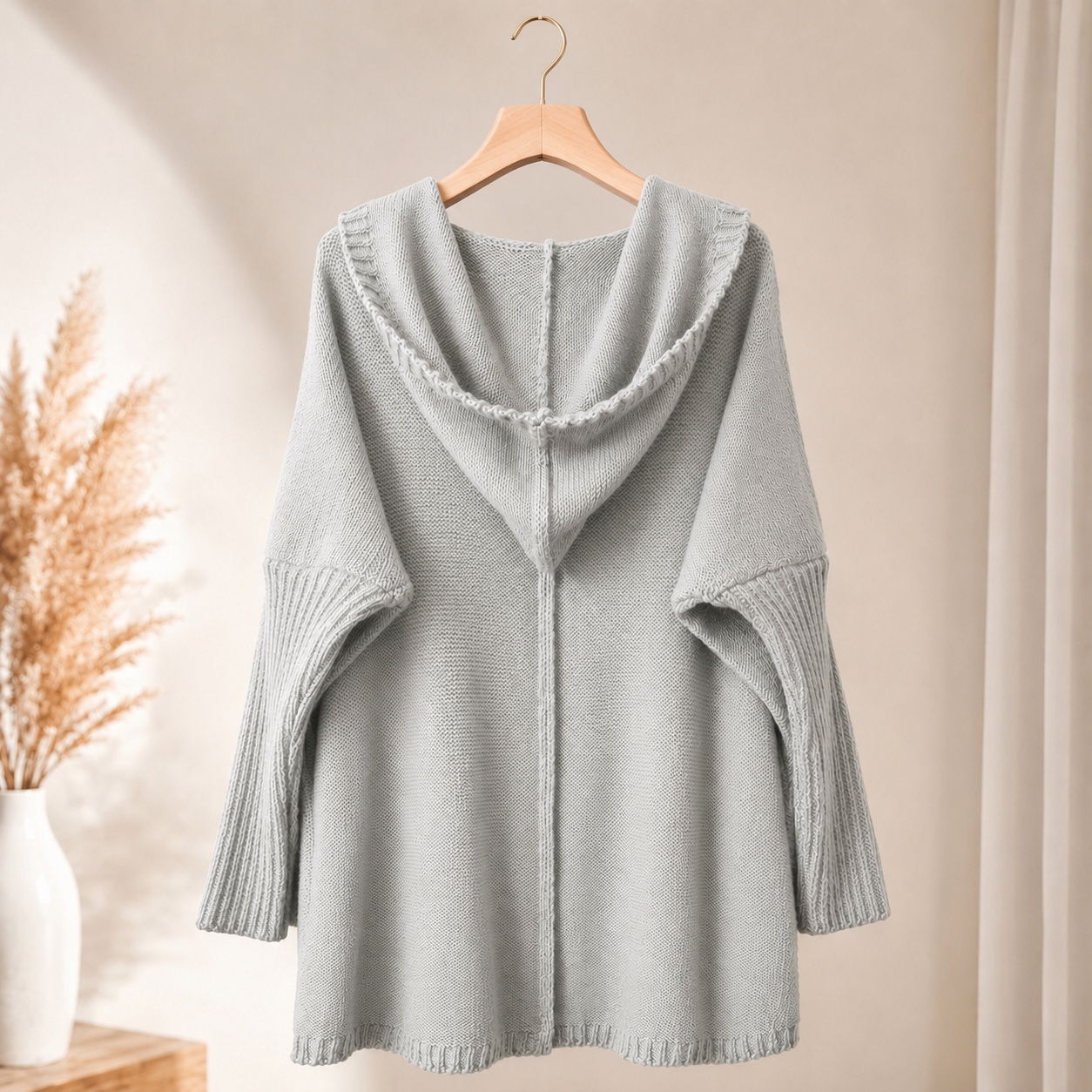 Kardigan Mohair Premium Jasnoszary – Moher i Wełna Oversize - obrazek 3