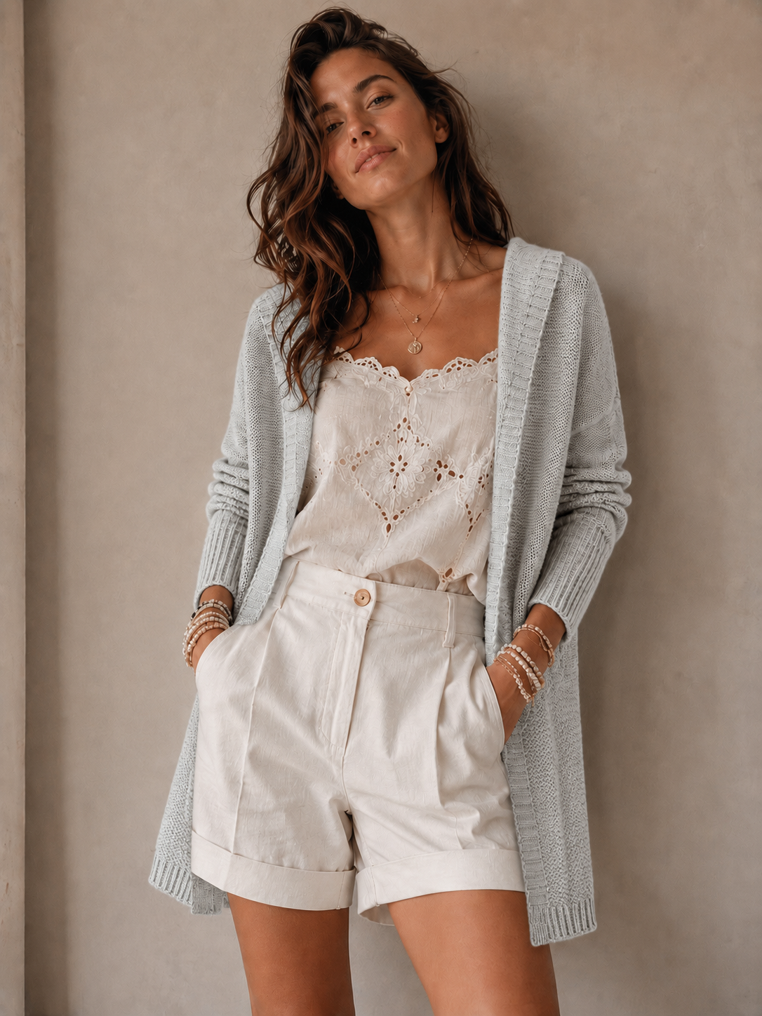 Kardigan Mohair Premium Jasnoszary – Moher i Wełna Oversize