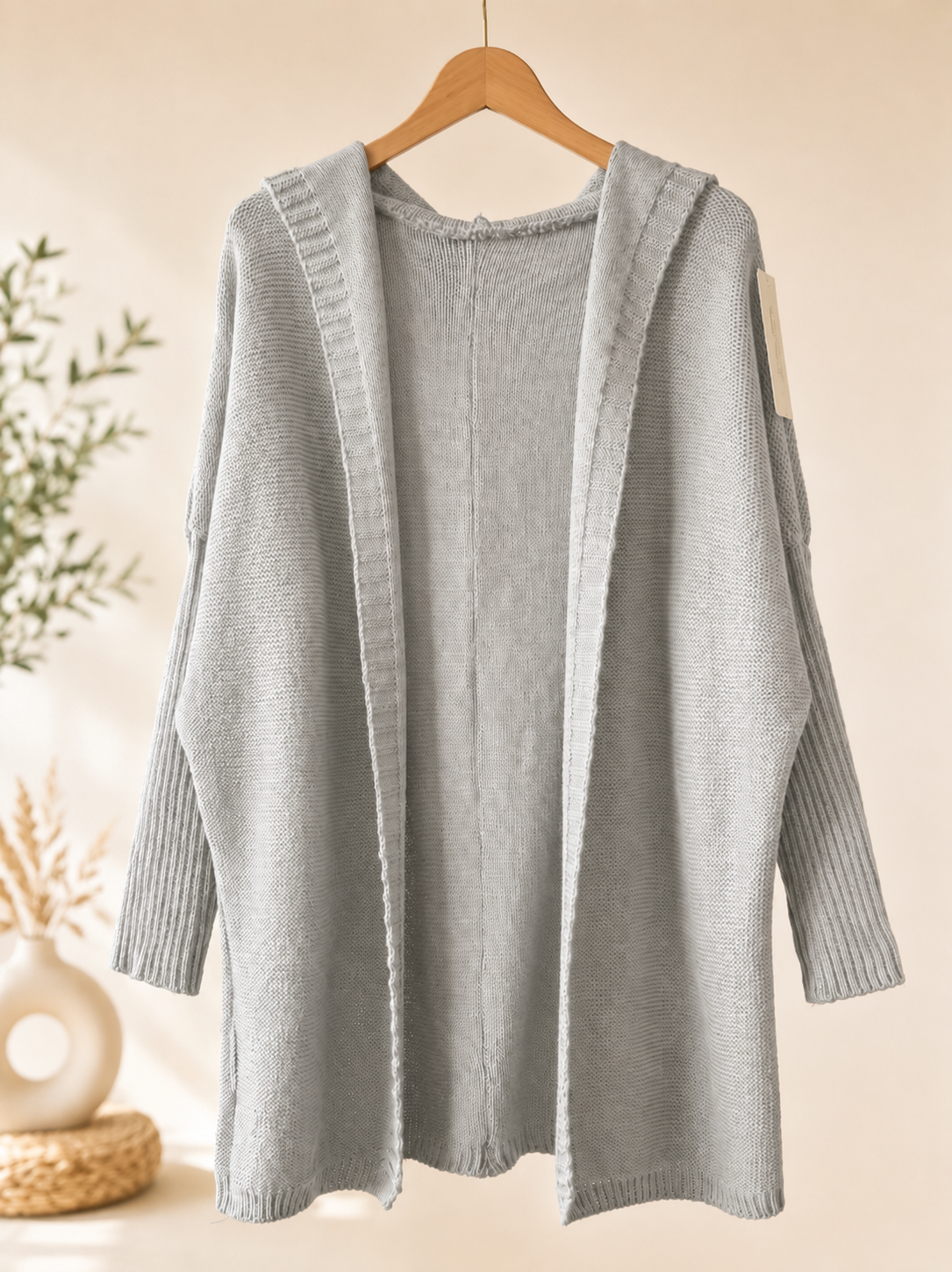 Kardigan Mohair Premium Jasnoszary – Moher i Wełna Oversize - obrazek 2