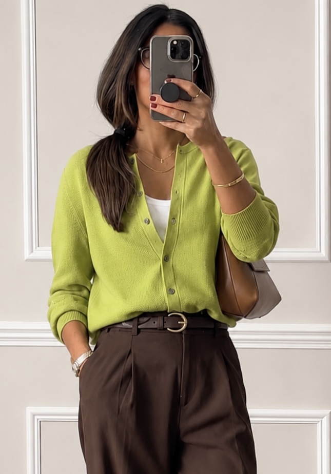 Sweter damski 100% wełna zielony kardigan zapinany na guziki XL