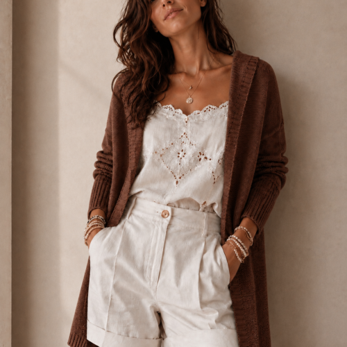 Kardigan Mohair Premium Brązowy Czekolada – Moher i Wełna Oversize