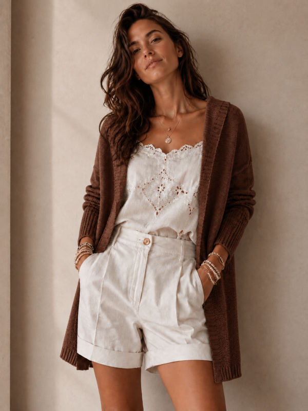 Kardigan Mohair Premium Brązowy Czekolada – Moher i Wełna Oversize